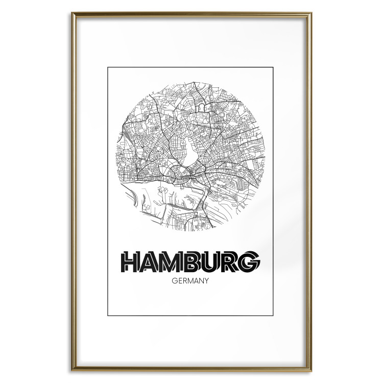 Wall Poster Retro Hamburg - black and white map of the port city with English texts 118444 additionalImage 14