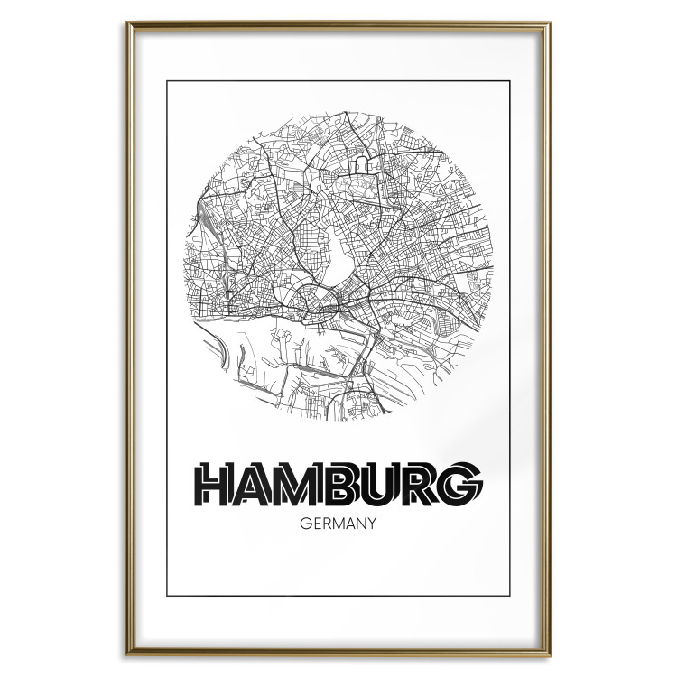 Wall Poster Retro Hamburg - black and white map of the port city with English texts 118444 additionalImage 16