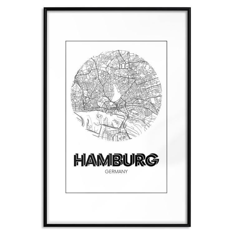 Wall Poster Retro Hamburg - black and white map of the port city with English texts 118444 additionalImage 15