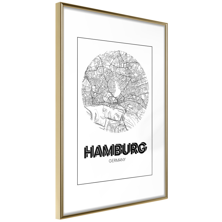 Wall Poster Retro Hamburg - black and white map of the port city with English texts 118444 additionalImage 6