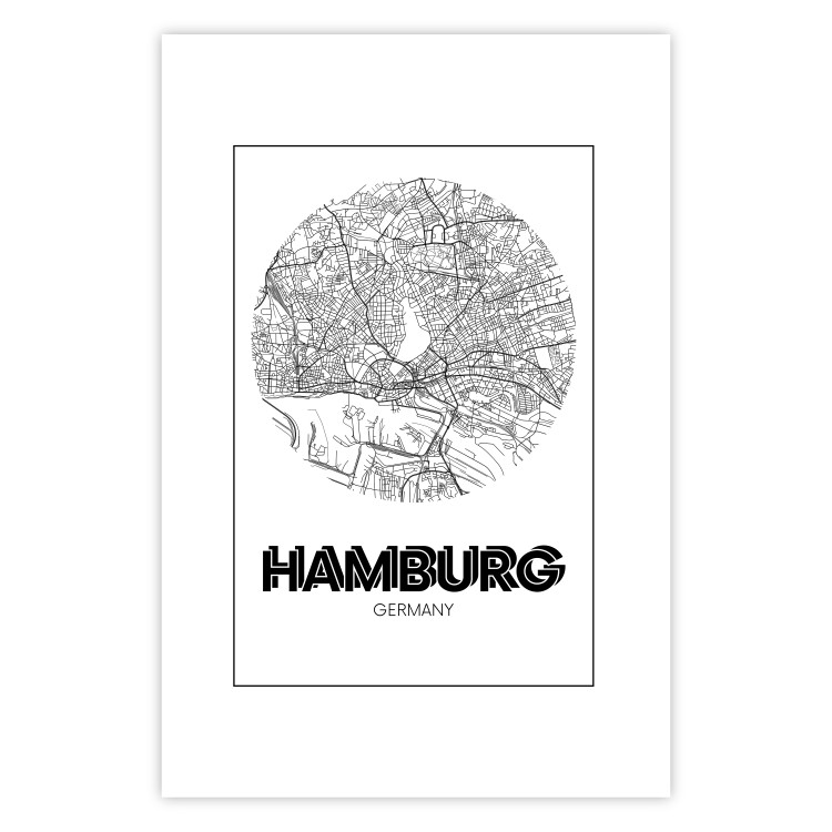 Wall Poster Retro Hamburg - black and white map of the port city with English texts 118444 additionalImage 19