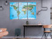 Canvas Print World Map in Blue (3-part) - Continent Labels in Italian 122344 additionalThumb 3