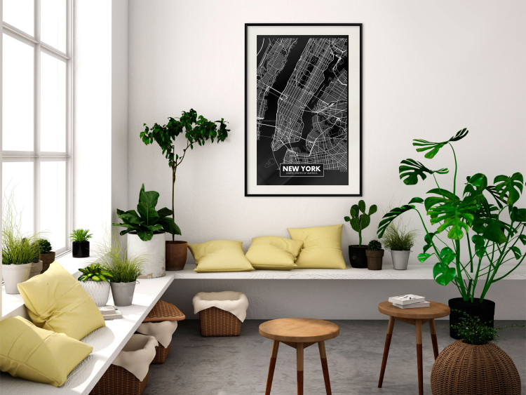 Poster Negative Map: New York - black and white city map in the USA 123044 additionalImage 22