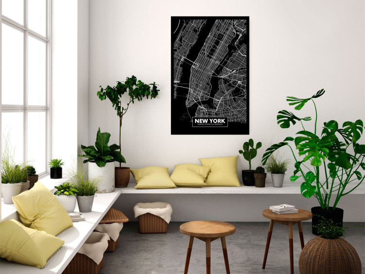 Poster Negative Map: New York - black and white city map in the USA 123044 additionalImage 23