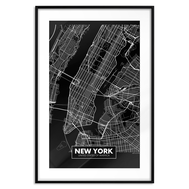 Poster Negative Map: New York - black and white city map in the USA 123044 additionalImage 17