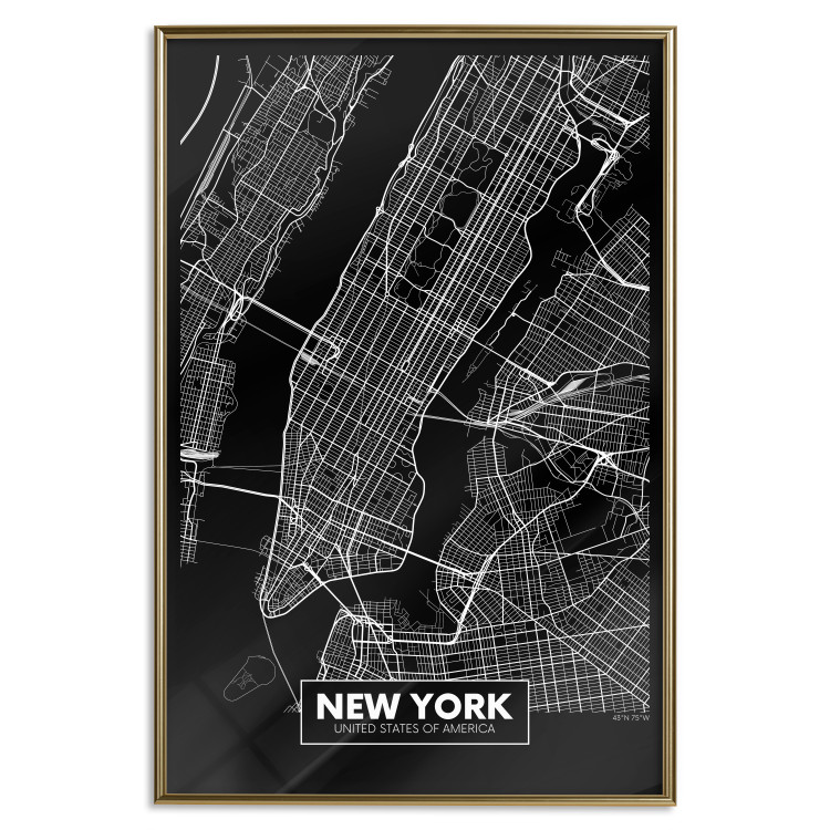 Poster Negative Map: New York - black and white city map in the USA 123044 additionalImage 16
