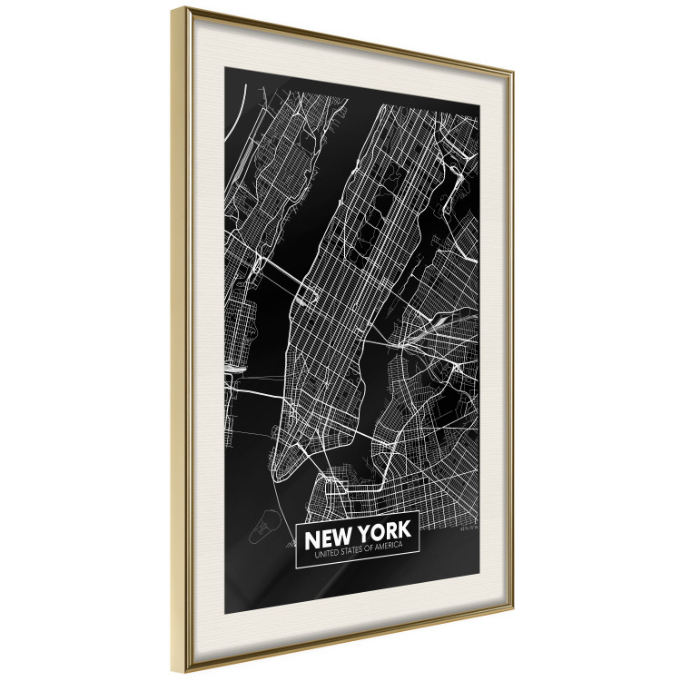 Poster Negative Map: New York - black and white city map in the USA 123044 additionalImage 2