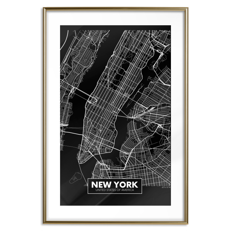 Poster Negative Map: New York - black and white city map in the USA 123044 additionalImage 14