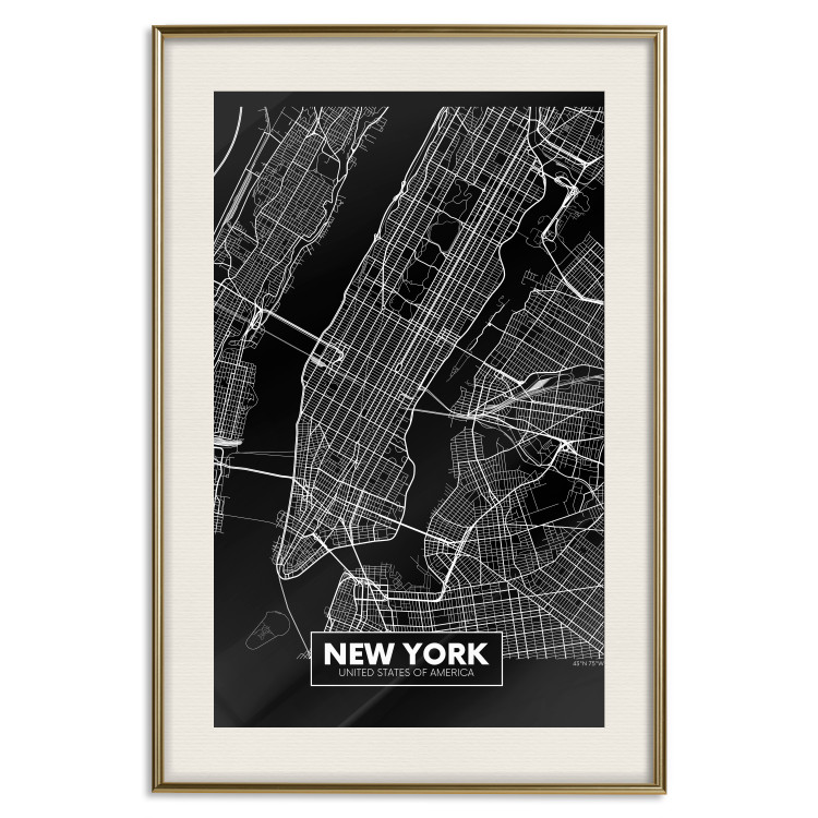 Poster Negative Map: New York - black and white city map in the USA 123044 additionalImage 19