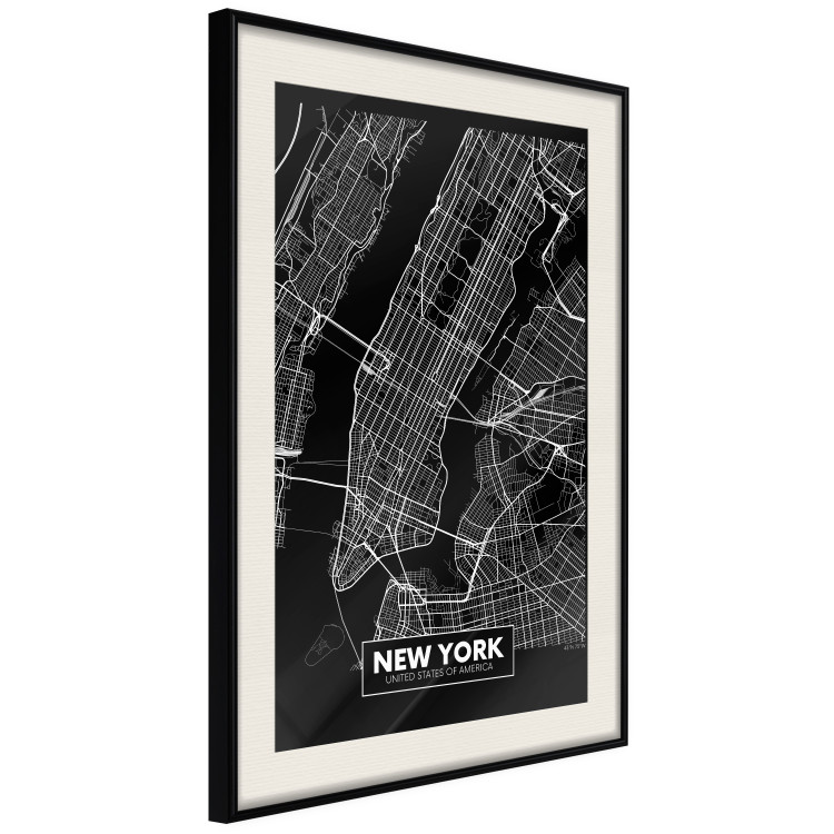 Poster Negative Map: New York - black and white city map in the USA 123044 additionalImage 3