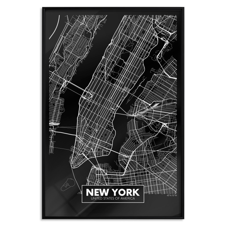 Poster Negative Map: New York - black and white city map in the USA 123044 additionalImage 24