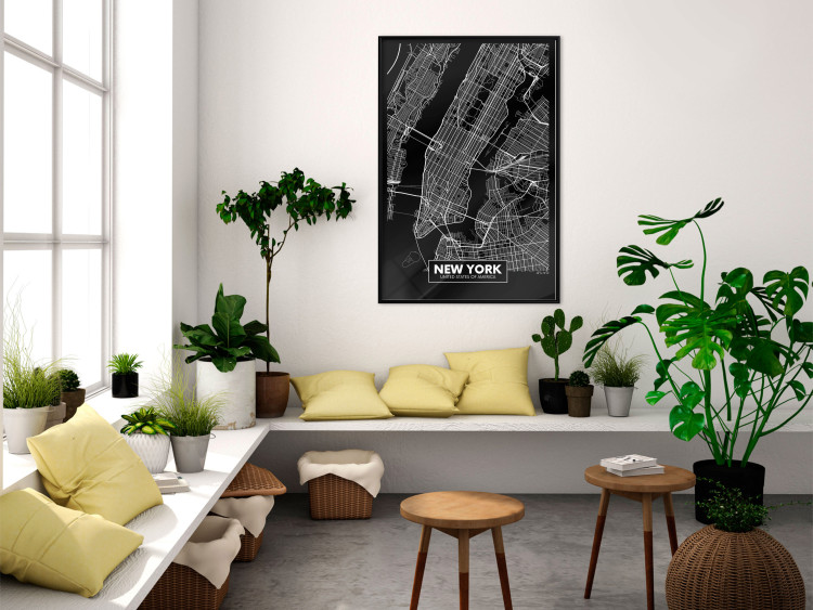Poster Negative Map: New York - black and white city map in the USA 123044 additionalImage 5