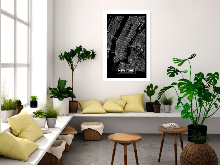 Poster Negative Map: New York - black and white city map in the USA 123044 additionalImage 4