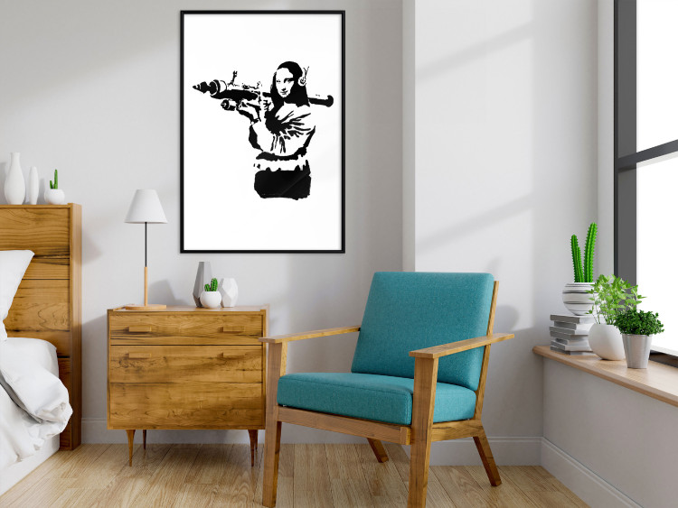 Wall Poster Banksy Mona Lisa with Rocket Launcher - black woman with rocket launcher 124444 additionalImage 3