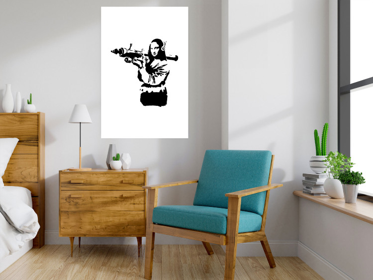 Wall Poster Banksy Mona Lisa with Rocket Launcher - black woman with rocket launcher 124444 additionalImage 2