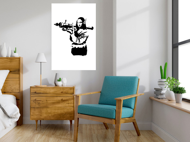 Wall Poster Banksy Mona Lisa with Rocket Launcher - black woman with rocket launcher 124444 additionalImage 14