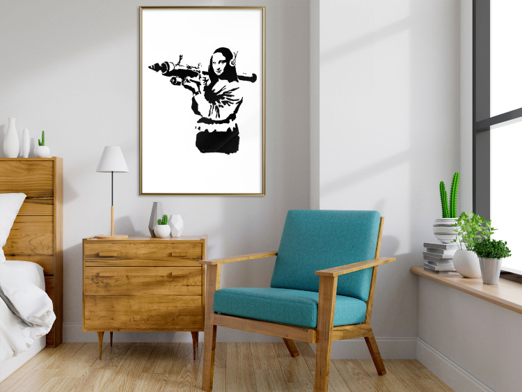Wall Poster Banksy Mona Lisa with Rocket Launcher - black woman with rocket launcher 124444 additionalImage 5