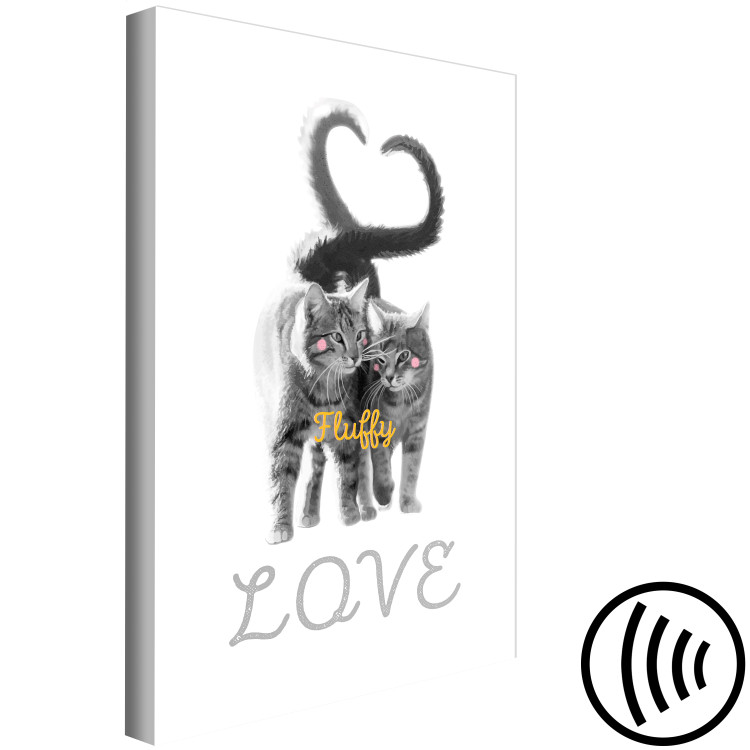 Canvas Art Print Lovely cats - gray, furry animals with an inscription in English love on a white background in a modern style 125244 additionalImage 6