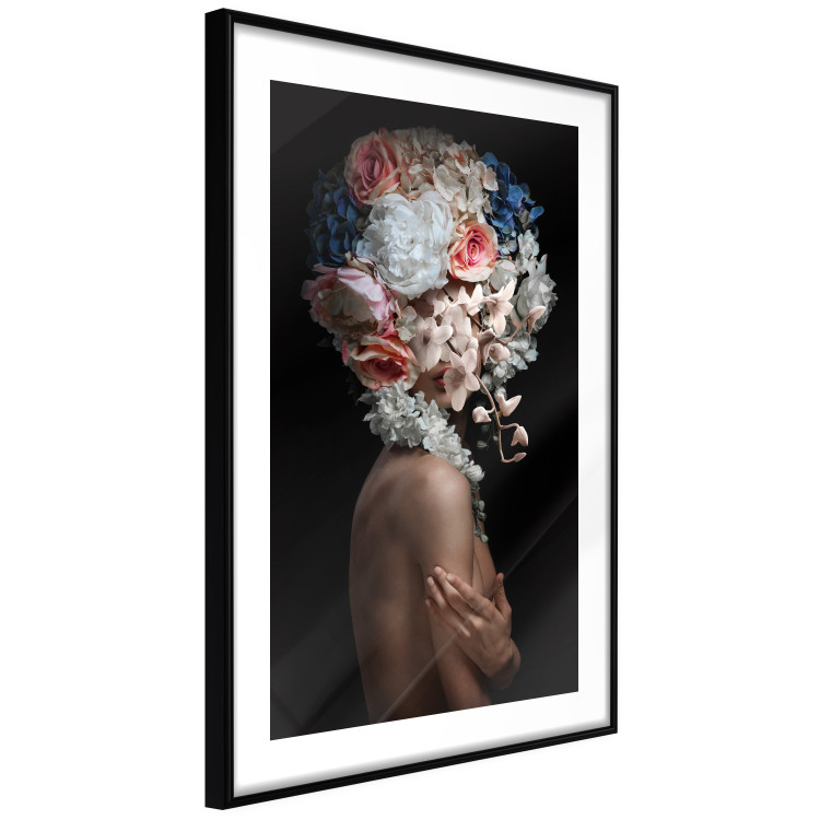 Poster Mysterious Gesture - abstract woman with colorful flowers on her head 127244 additionalImage 8