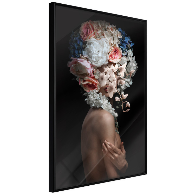 Poster Mysterious Gesture - abstract woman with colorful flowers on her head 127244 additionalImage 11