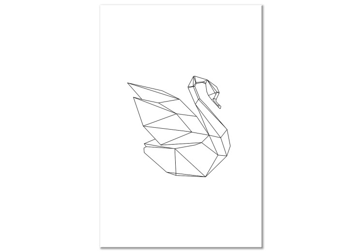 Canvas Art Print Black flowing swan contours - white geometric abstraction 128044