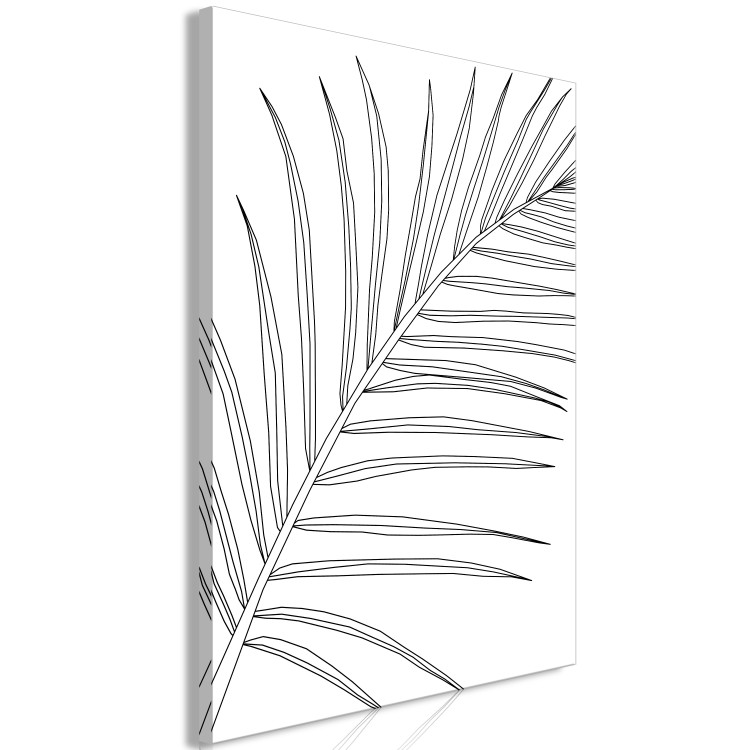 Canvas Print Black palm leaf contours - white abstraction with a floral motif 128344 additionalImage 2