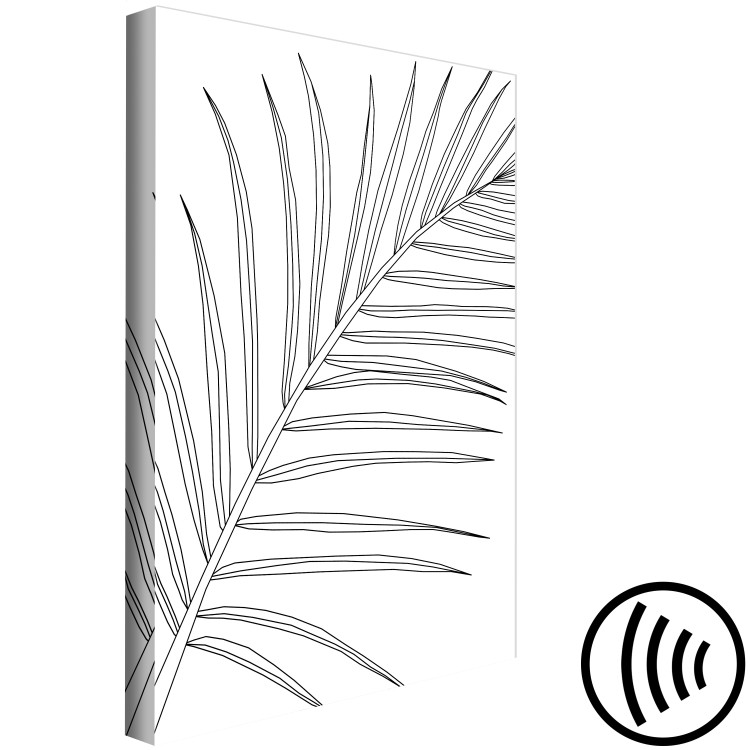 Canvas Print Black palm leaf contours - white abstraction with a floral motif 128344 additionalImage 6