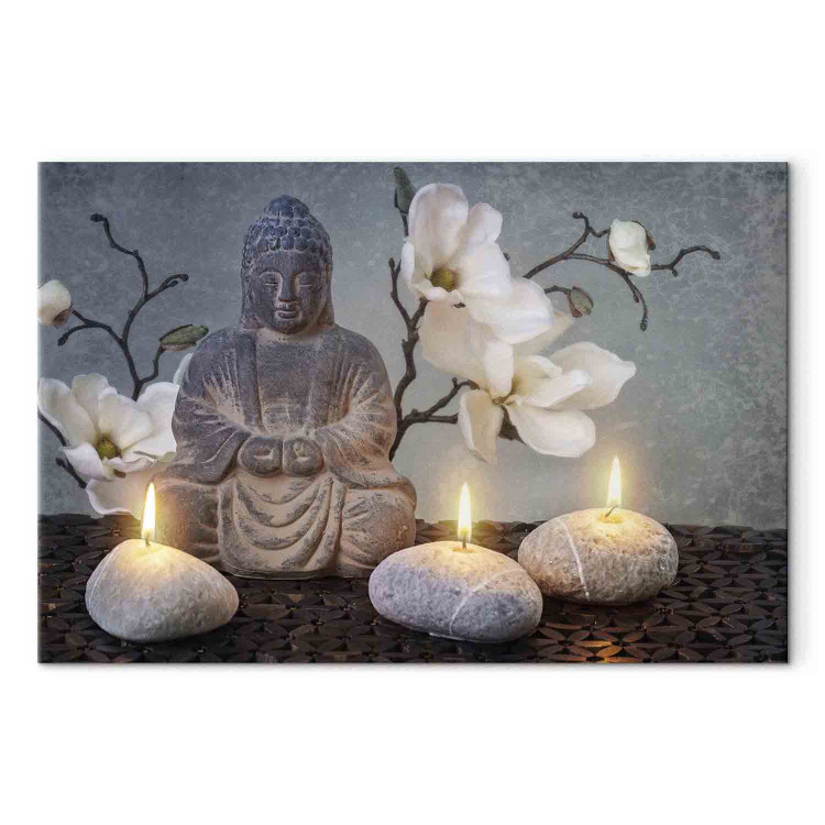 Canvas Art Print Buddha and Stones (1-part) wide - gray sculpture in Zen motif 128944 additionalImage 7