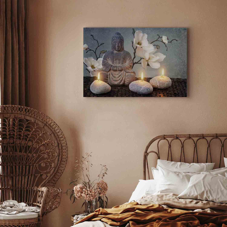 Canvas Art Print Buddha and Stones (1-part) wide - gray sculpture in Zen motif 128944 additionalImage 10