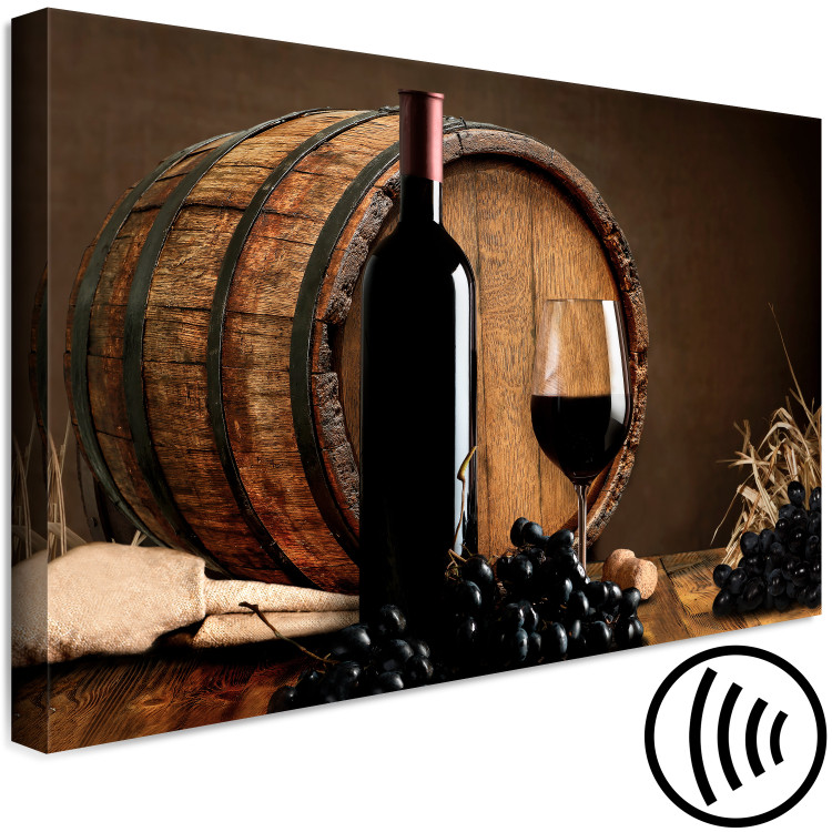 Canvas Fruity Summer (1-part) wide - wine against a wooden barrel background 129144 additionalImage 6
