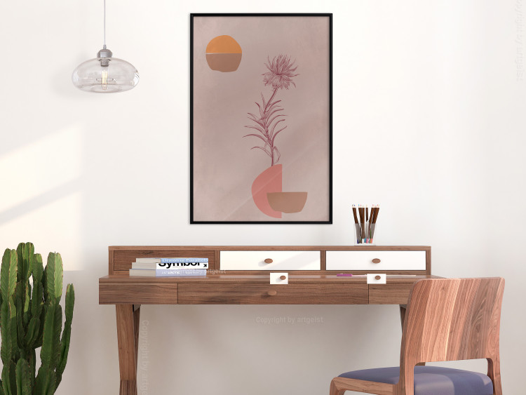 Wall Poster Hydrangea - boho abstraction with a blooming plant in warm colors 129344 additionalImage 4