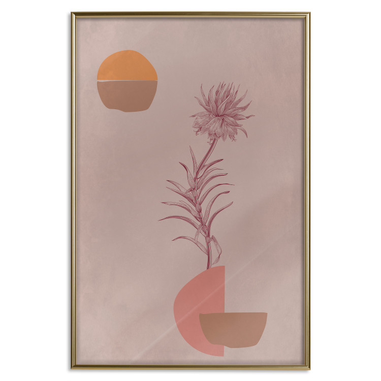 Wall Poster Hydrangea - boho abstraction with a blooming plant in warm colors 129344 additionalImage 21