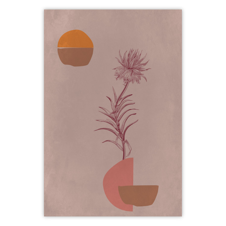 Wall Poster Hydrangea - boho abstraction with a blooming plant in warm colors 129344