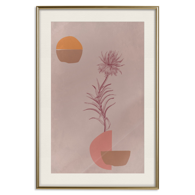 Wall Poster Hydrangea - boho abstraction with a blooming plant in warm colors 129344 additionalImage 20