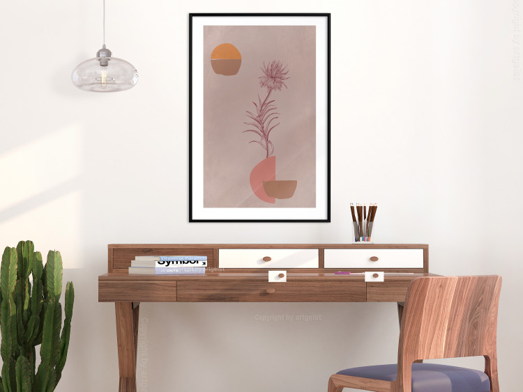 Wall Poster Hydrangea - boho abstraction with a blooming plant in warm colors 129344 additionalImage 18