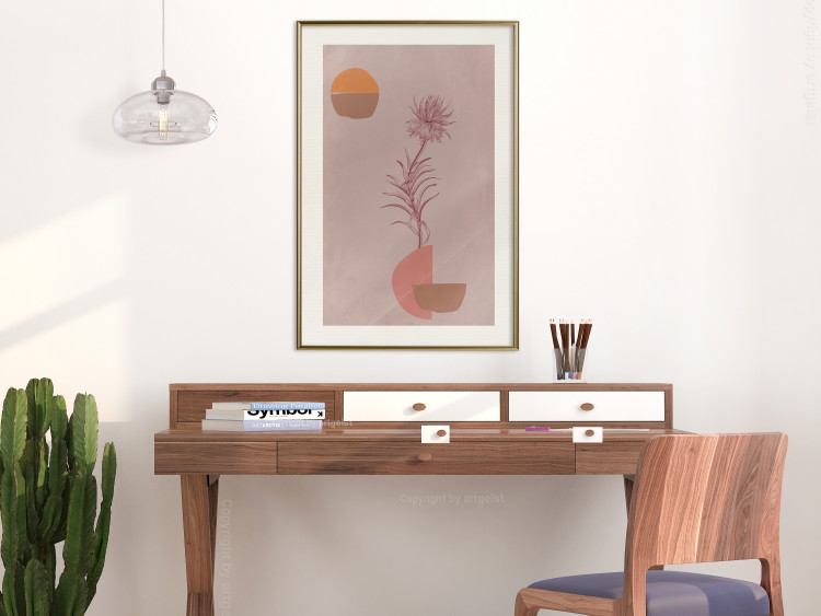 Wall Poster Hydrangea - boho abstraction with a blooming plant in warm colors 129344 additionalImage 22