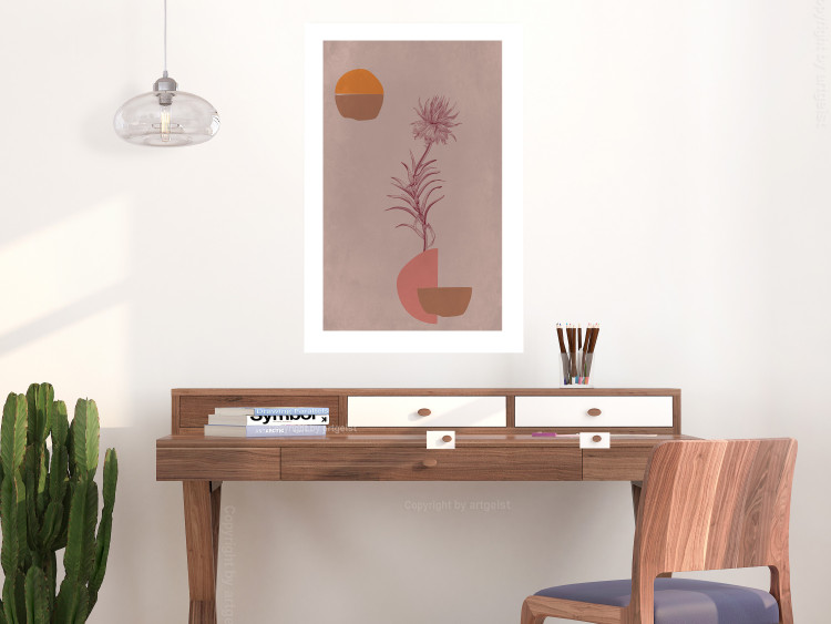 Wall Poster Hydrangea - boho abstraction with a blooming plant in warm colors 129344 additionalImage 5
