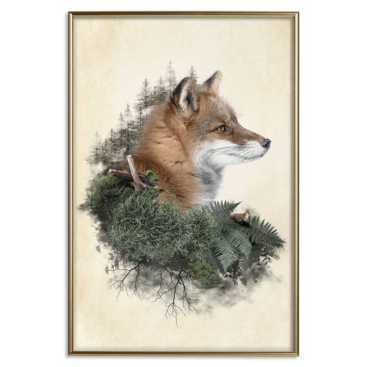 Poster Mr. Fox - abstract composition of an animal surrounded by plants 130444 additionalImage 17