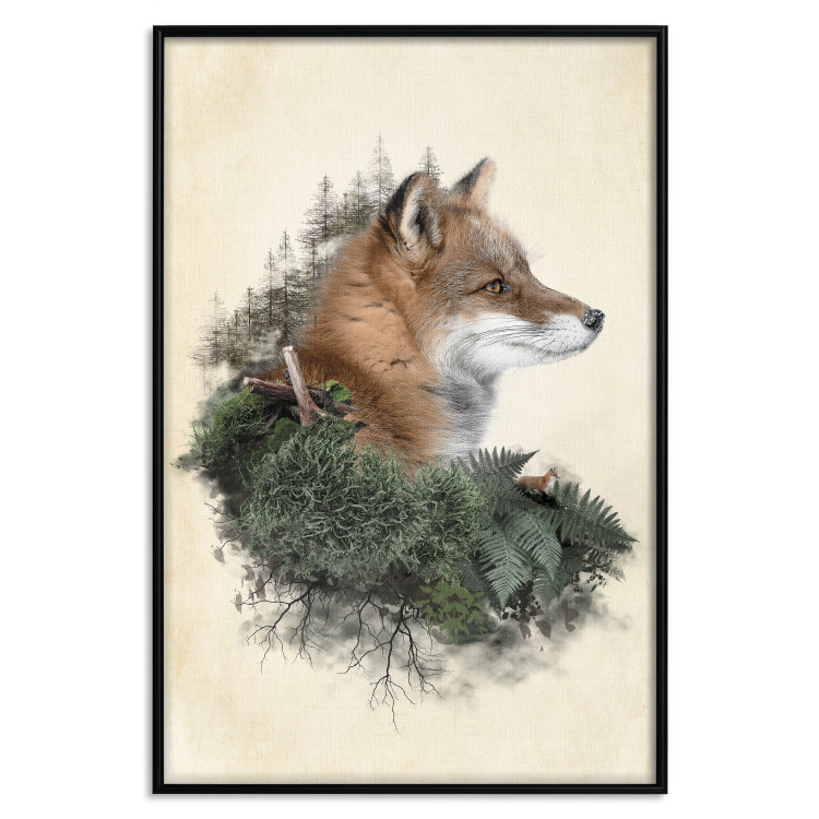Poster Mr. Fox - abstract composition of an animal surrounded by plants 130444 additionalImage 16