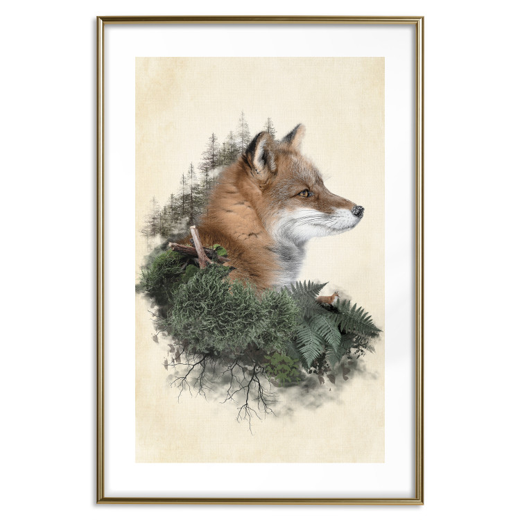 Poster Mr. Fox - abstract composition of an animal surrounded by plants 130444 additionalImage 14