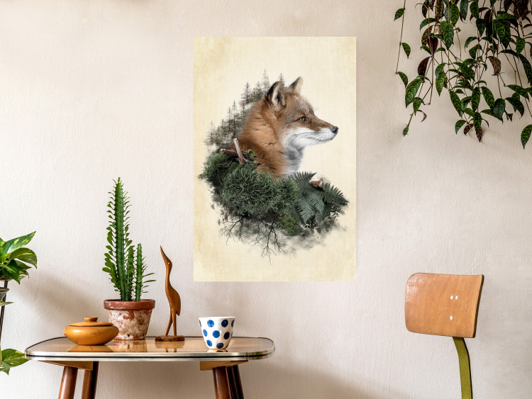 Poster Mr. Fox - abstract composition of an animal surrounded by plants 130444 additionalImage 2