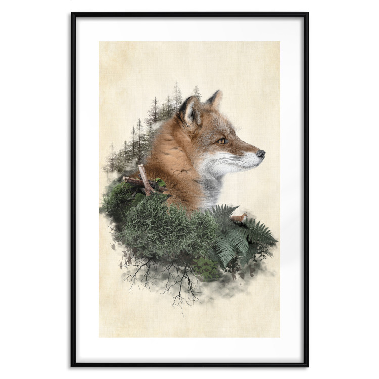 Poster Mr. Fox - abstract composition of an animal surrounded by plants 130444 additionalImage 15