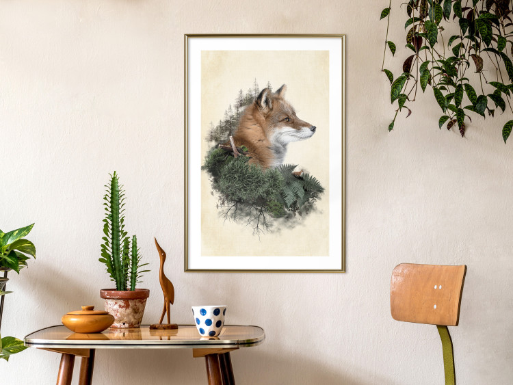 Poster Mr. Fox - abstract composition of an animal surrounded by plants 130444 additionalImage 13