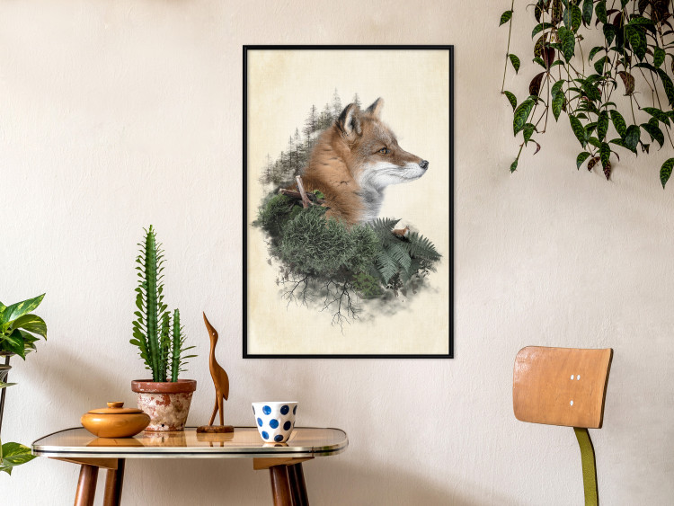 Poster Mr. Fox - abstract composition of an animal surrounded by plants 130444 additionalImage 4