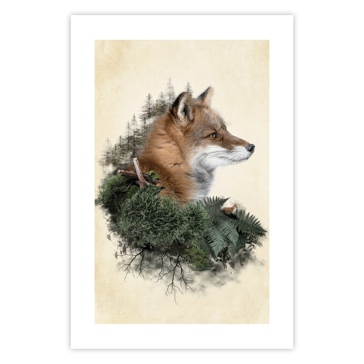 Poster Mr. Fox - abstract composition of an animal surrounded by plants 130444 additionalImage 19