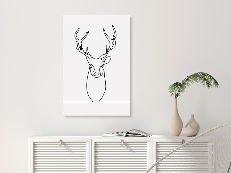 Canvas Linear deer - black and white abstraction in the line art style 130744 additionalImage 3