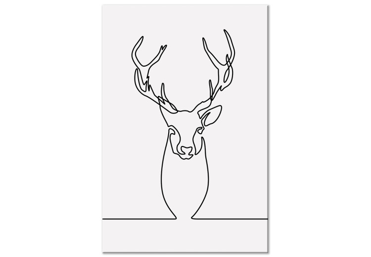 Canvas Linear deer - black and white abstraction in the line art style 130744