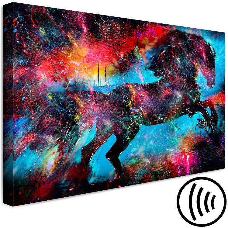 Canvas Print Mythical horse - colourful abstraction with a black animal 131644 additionalImage 6