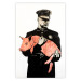 Poster Police Pig - policeman holding a sleeping pink piglet 132444