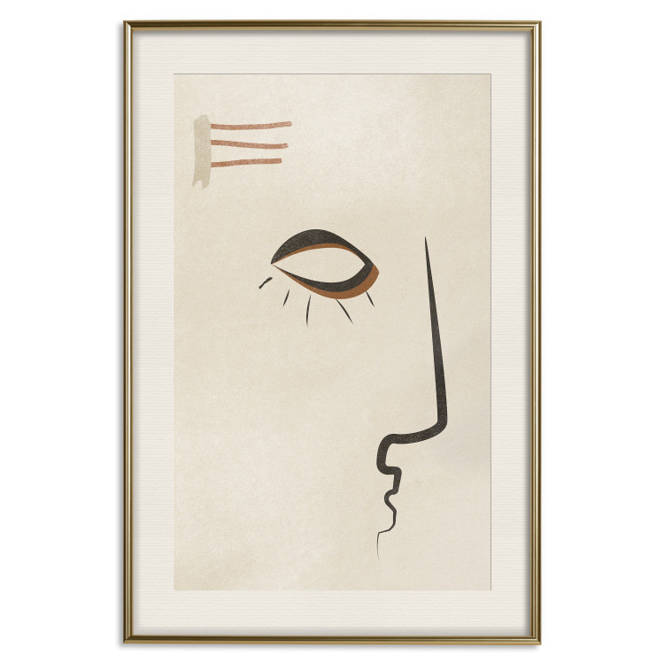 Wall Poster Portrait of Adela - face pattern on a beige background in an abstract motif 134344 additionalImage 20